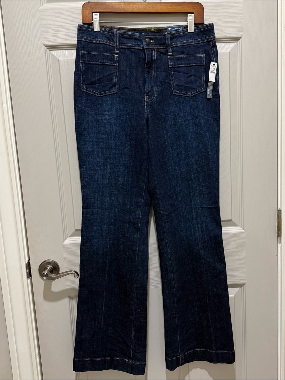 Talbots Flare Jeans Womens 8 Dark Wash High Rise Patch Pocket Stretch NWT⁠